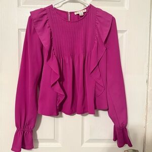 HYFVE Women’s Fuchsia Ruffle Blouse. Size small